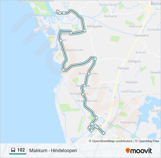 102 bus Line Map