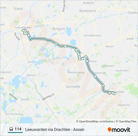 114 Bus Line Map