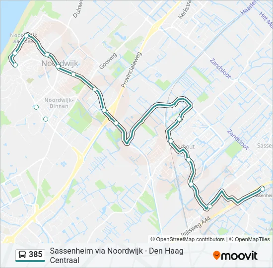 385 Bus Line Map