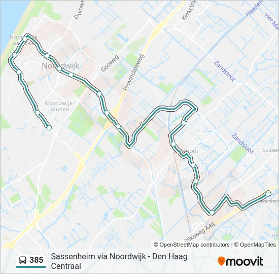 385 Bus Line Map