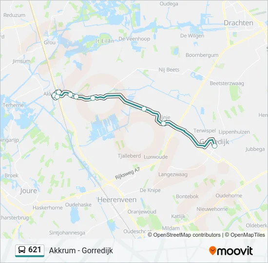 621 Bus Line Map