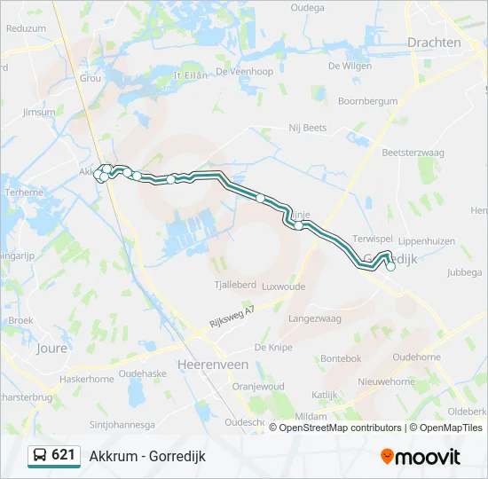 621 Bus Line Map