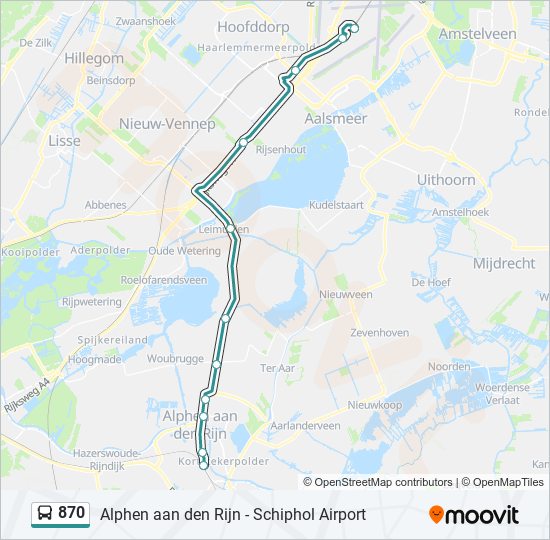 Bus 870 lijnkaart