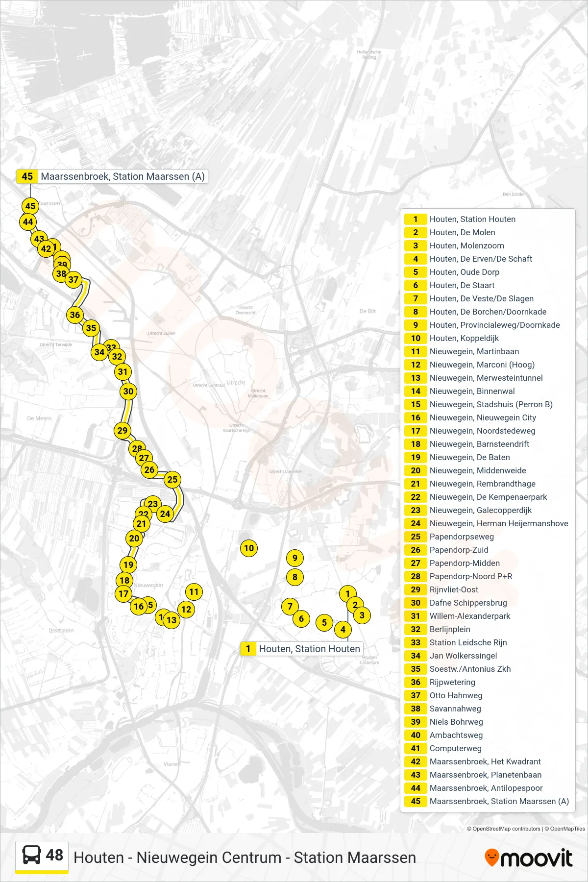 Lijn 48 (bus, Maarssen): route en haltes op de kaart
