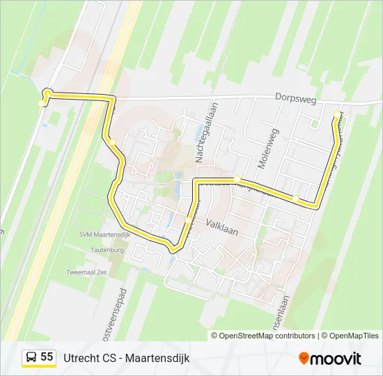 55 Bus Line Map
