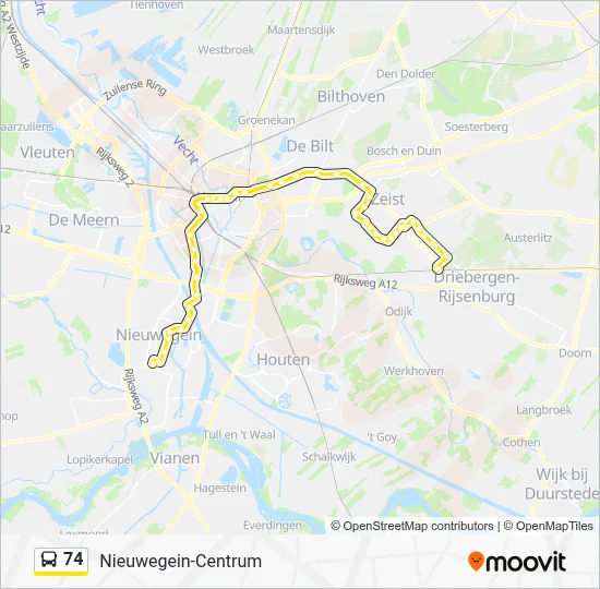 Bus 74 lijnkaart