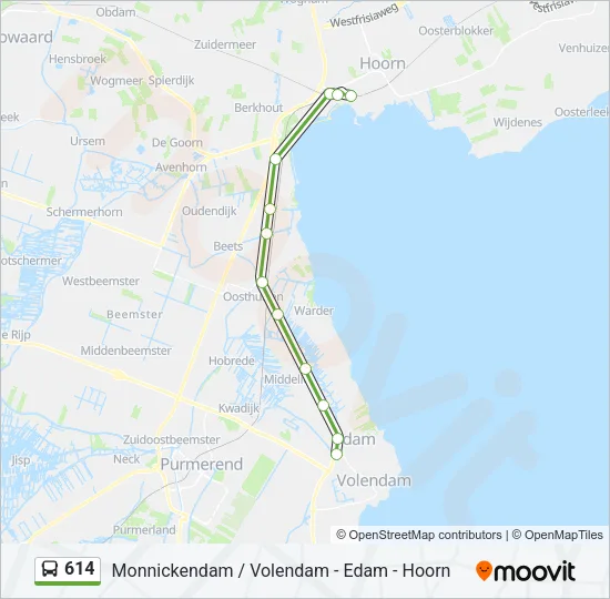 614 Bus Line Map
