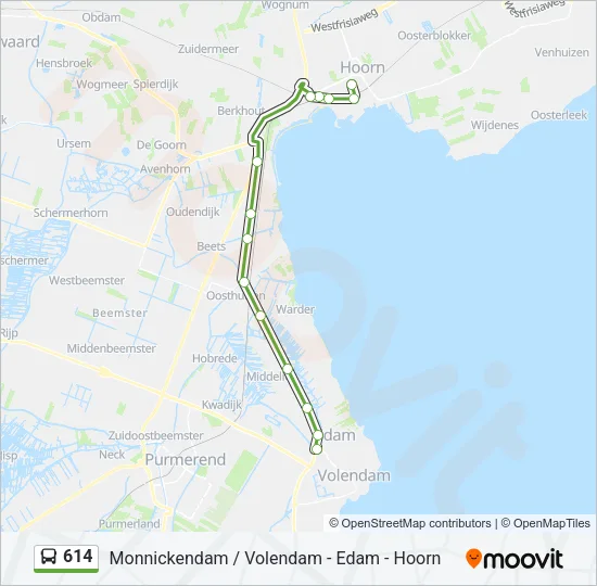 614 Bus Line Map