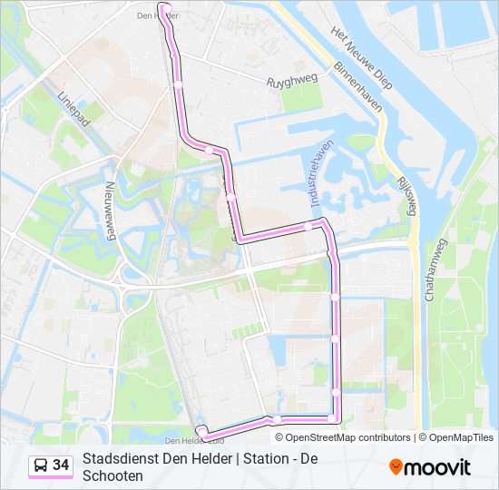 34 bus Line Map