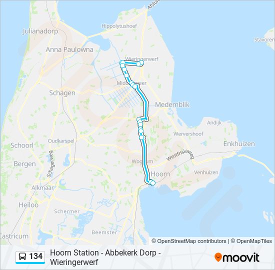 134 bus Line Map