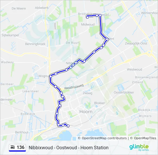 Bus 136 Route Map 136 Route: Schedules, Stops & Maps - Midwoud Oostw.dorpsstr. (Updated)