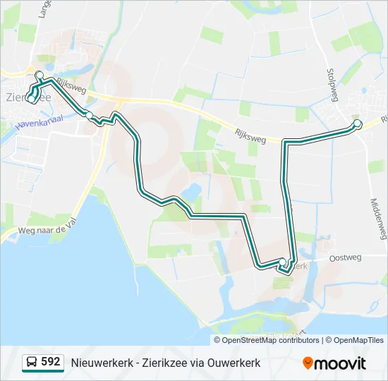 Bus 592 lijnkaart