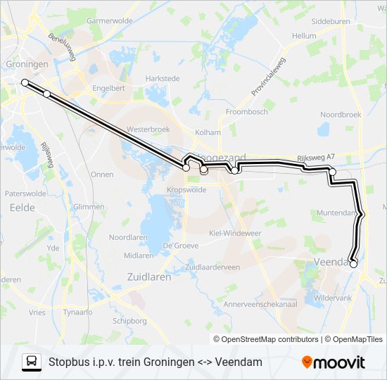  STOPBUS I.P.V. TREIN lijnkaart