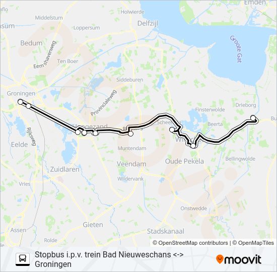 STOPBUS I.P.V. TREIN lijnkaart