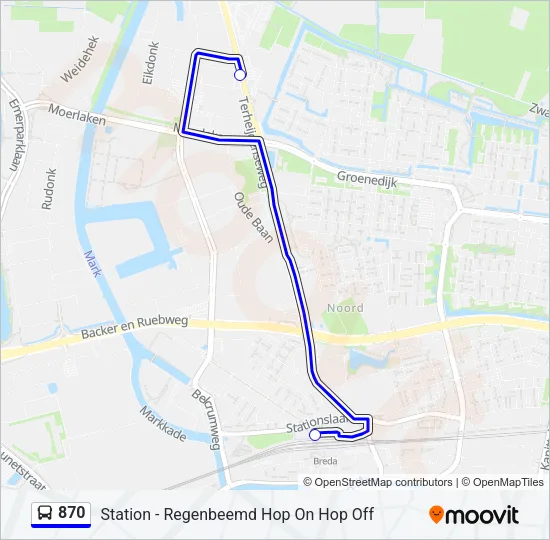 870 Bus Line Map
