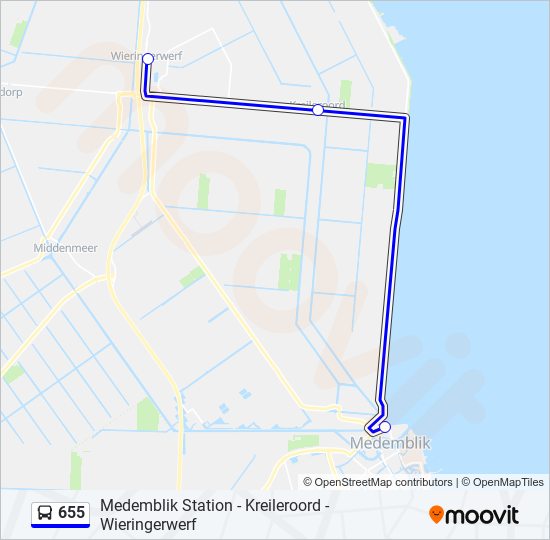 Likken Slechte factor riem 655 Route: Schedules, Stops & Maps - Wieringerwerf Ir. Krijnstraat (Updated)