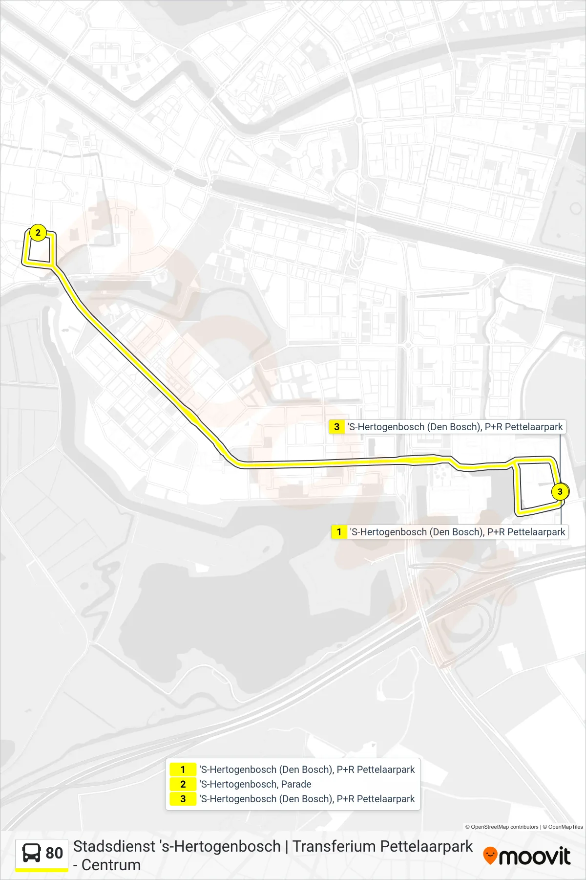 Lijn 80 (bus, Centrum): route en haltes op de kaart