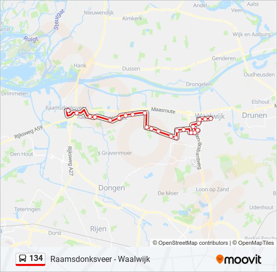 134 Route: Schedules, Stops & Maps - Raamsdonksveer (Updated)