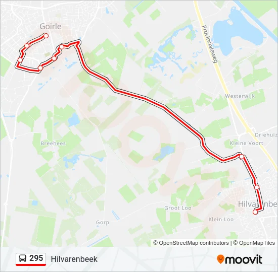 Bus 295 lijnkaart