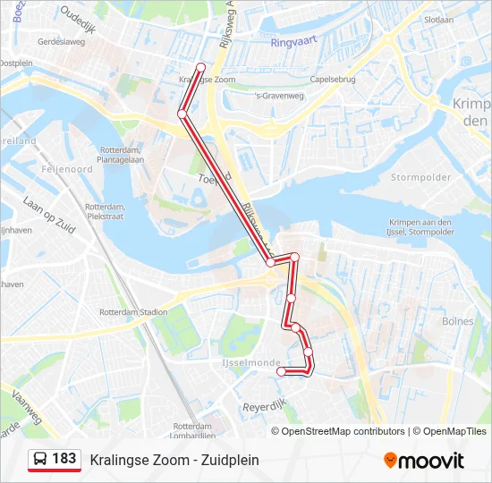 Bus 183 lijnkaart