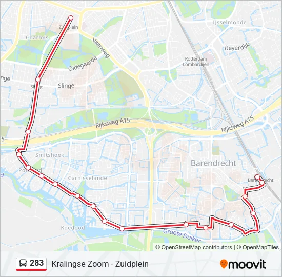 283 Bus Line Map