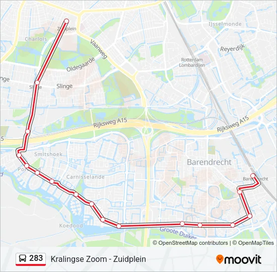 283 Bus Line Map