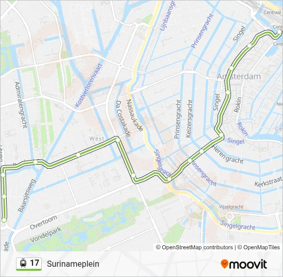 Tram 17 lijnkaart