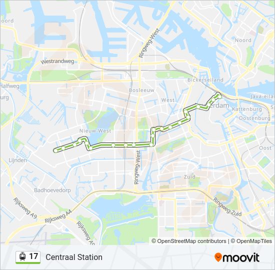 Tram 17 lijnkaart