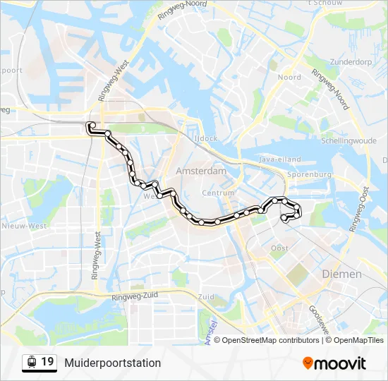 Tram 19 lijnkaart