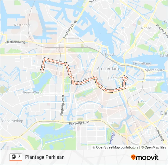Tram 7 lijnkaart