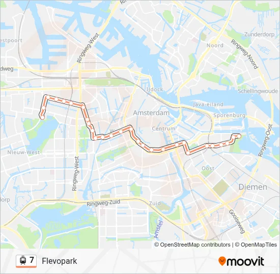 Tram 7 lijnkaart
