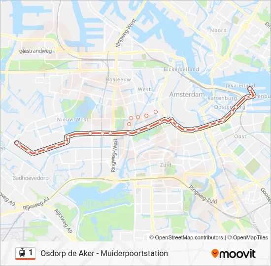 Straßenbahnlinie 1 Karte