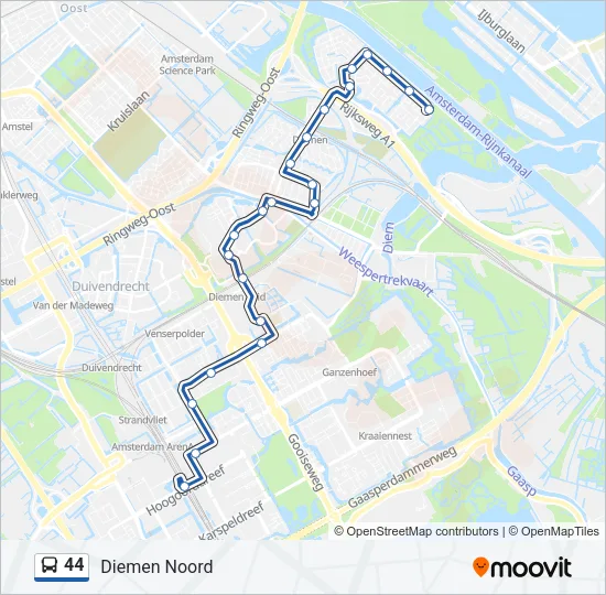 44 Bus Line Map