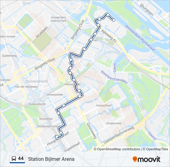 44 bus Line Map