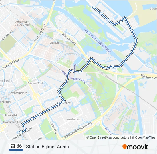 Bus 66 lijnkaart