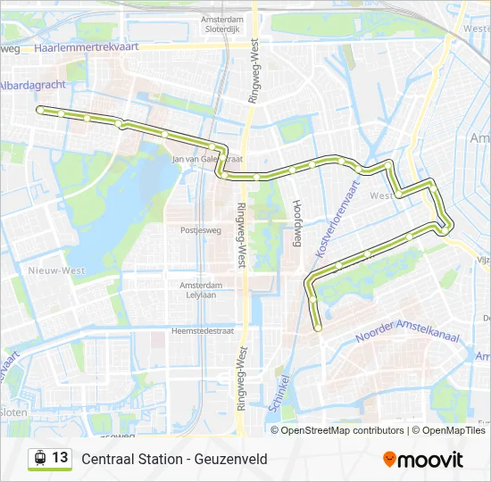 Tram 13 lijnkaart