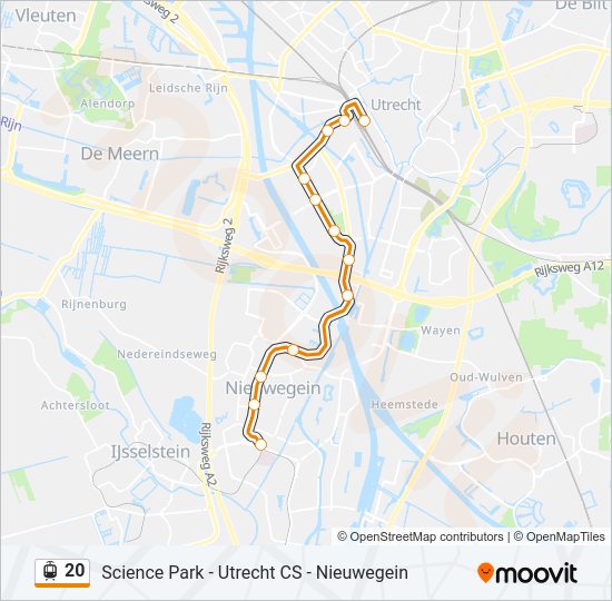 Tram 20 lijnkaart