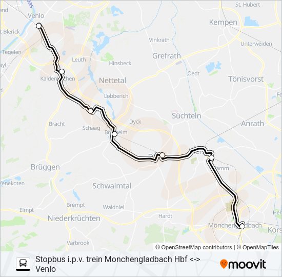 Bus STOPBUS I.P.V. TREIN lijnkaart