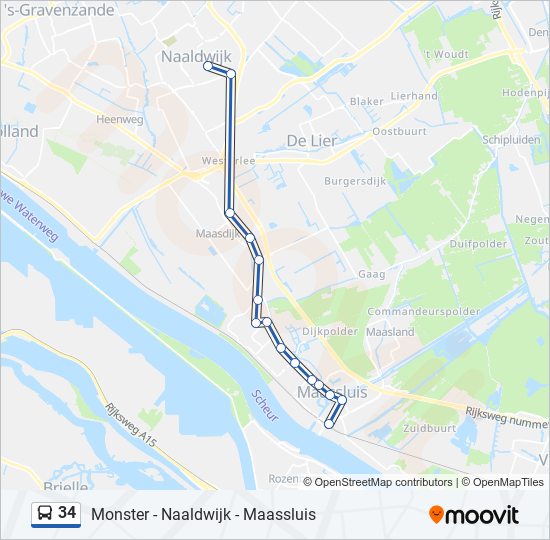 Bus 34 lijnkaart