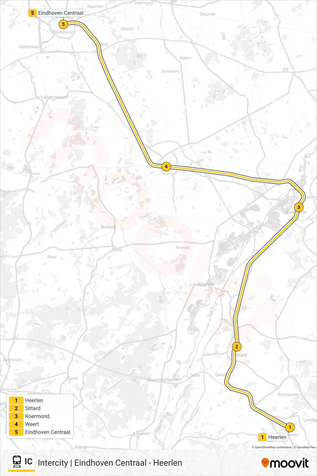 Linie IC (Bahn) Richtung Den Helder: Route und Haltestellen auf der Karte