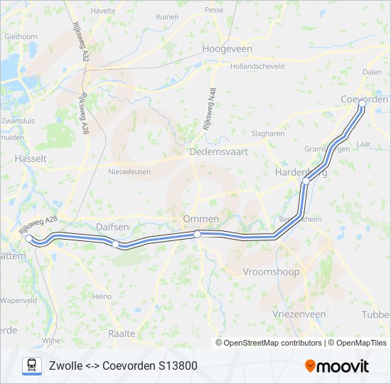 SNELTREIN RE20 train Line Map