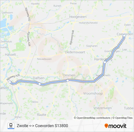 SNELTREIN RE20 Train Line Map