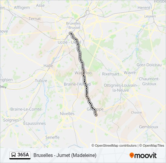 Plan de la ligne 365A de bus