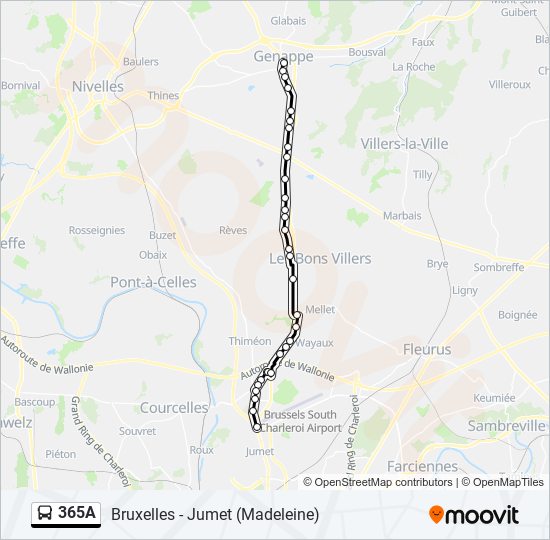 Plan de la ligne 365A de bus