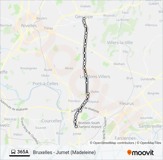 365A Bus Line Map