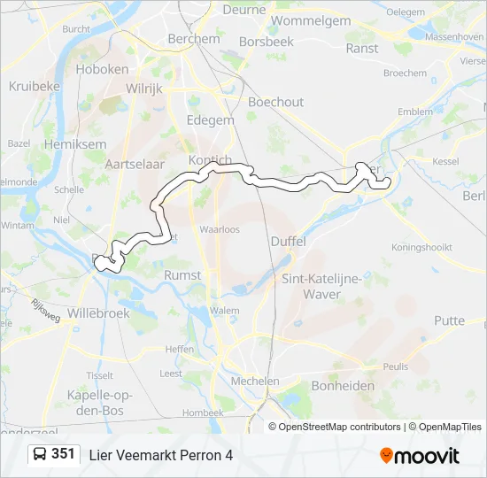 Bus 351 lijnkaart