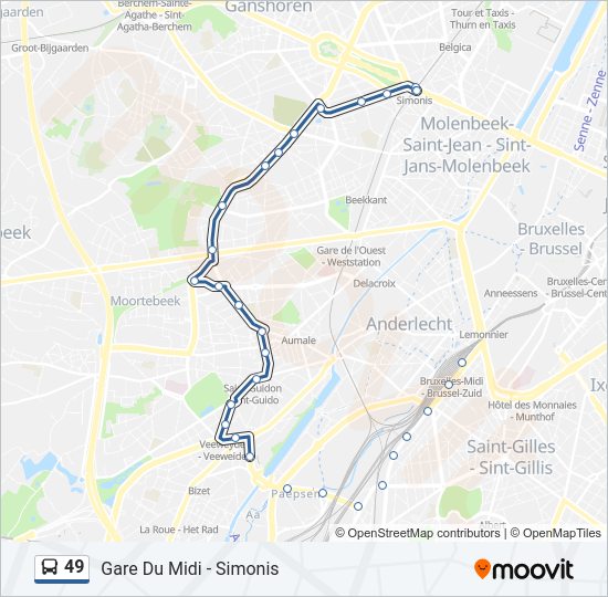 Plan de la ligne 49 de bus