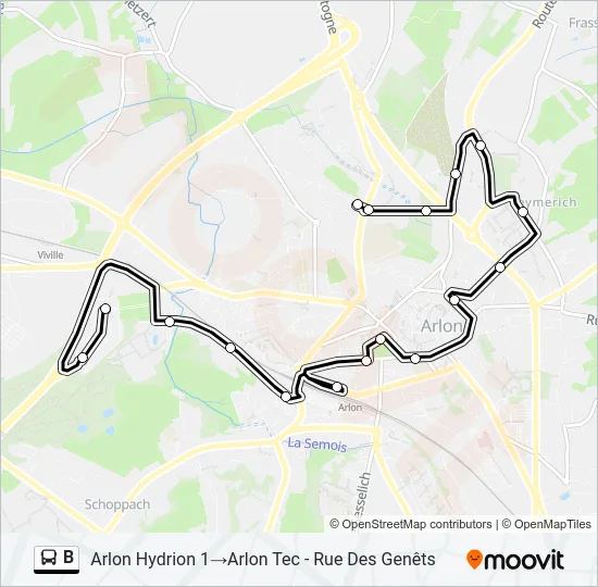 B Bus Line Map