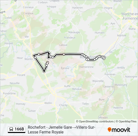 166B Bus Line Map