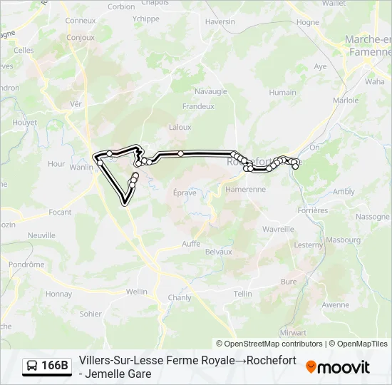 166B Bus Line Map